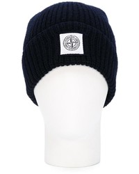 Мужская черная шапка с принтом от Stone Island