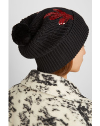Женская черная шапка с украшением от Markus Lupfer