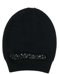 Женская черная шапка с украшением от No.21