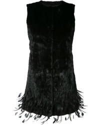 Женская черная шелковая безрукавка с вышивкой от Oscar de la Renta