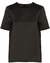 Черная шелковая блуза с коротким рукавом от ADAM by Adam Lippes