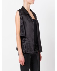 Черная шелковая блуза с коротким рукавом от Ann Demeulemeester