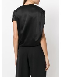 Черная шелковая блуза с коротким рукавом от JW Anderson