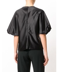 Черная шелковая блуза с коротким рукавом от Rosetta Getty