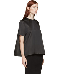 Черная шелковая блуза с коротким рукавом от Yang Li