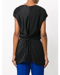 Черная шелковая блуза с коротким рукавом от Marni