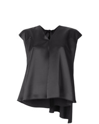 Черная шелковая блуза с коротким рукавом от MSGM