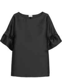 Черная шелковая блуза с коротким рукавом от philosophy