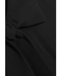 Черная шелковая блуза с коротким рукавом от Saint Laurent