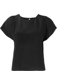 Черная шелковая блуза с коротким рукавом от RED Valentino