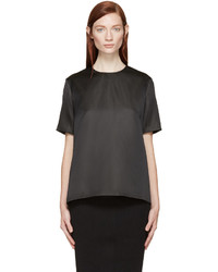 Черная шелковая блуза с коротким рукавом от Yang Li