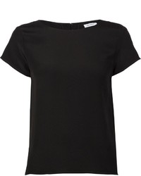 Черная шелковая блуза с коротким рукавом