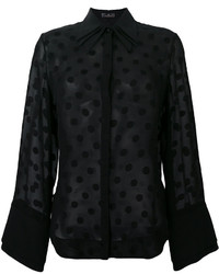 Черная шелковая блузка в горошек от Capucci