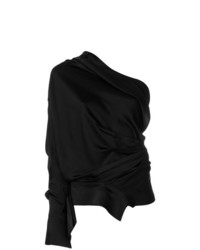 Черная шелковая блузка с длинным рукавом от A.W.A.K.E.