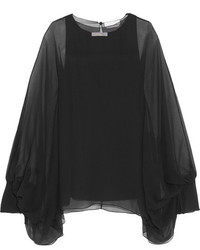 Черная шелковая блузка с длинным рукавом от Chloé