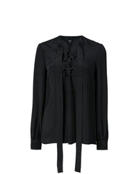 Черная шелковая блузка с длинным рукавом от Derek Lam