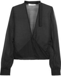 Черная шелковая блузка с длинным рукавом от IRO