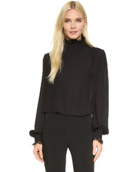 Черная шелковая блузка с длинным рукавом от Rodarte