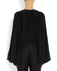 Черная шелковая блузка с длинным рукавом от Givenchy