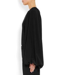 Черная шелковая блузка с длинным рукавом от Givenchy