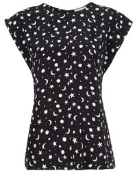 Черная шелковая блузка с принтом от Saint Laurent