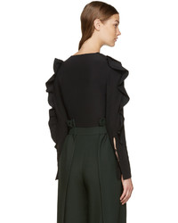 Черная шелковая блузка с рюшами от Fendi