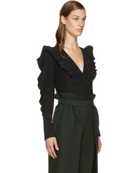 Черная шелковая блузка с рюшами от Fendi