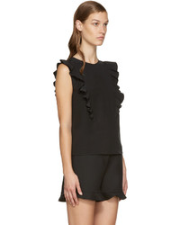 Черная шелковая блузка с рюшами от Fendi