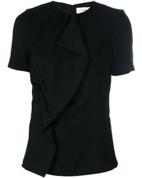 Черная шелковая блузка с рюшами от Carven