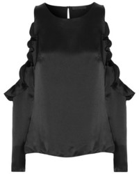 Черная шелковая блузка с рюшами от Cushnie et Ochs