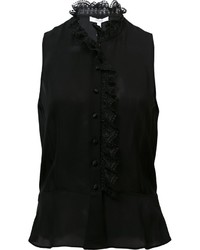 Черная шелковая блузка с рюшами от Derek Lam 10 Crosby
