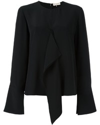Черная шелковая блузка с рюшами от Emilio Pucci