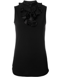 Черная шелковая блузка с рюшами от Emporio Armani