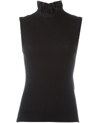 Черная шелковая блузка с рюшами от Fendi