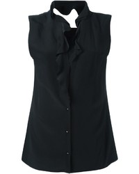Черная шелковая блузка с рюшами от Maison Margiela