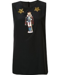 Черная шелковая блузка с украшением от Dolce & Gabbana
