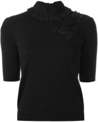 Черная шелковая блузка с украшением от Fendi