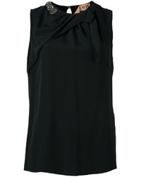 Черная шелковая блузка с украшением от No.21