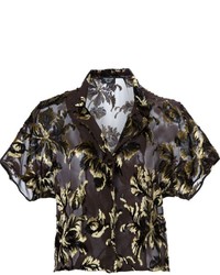 Черная шелковая блузка с цветочным принтом от Creatures of the Wind
