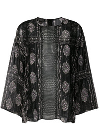 Черная шелковая блузка с цветочным принтом от Giambattista Valli