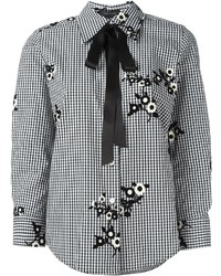 Черная шелковая блузка с цветочным принтом от Marc Jacobs