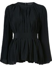 Черная шелковая блузка со складками от Co
