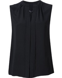 Черная шелковая блузка со складками от Derek Lam