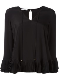 Черная шелковая блузка со складками от Dondup