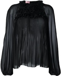 Черная шелковая блузка со складками от Giamba
