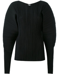 Черная шелковая блузка со складками от Jil Sander