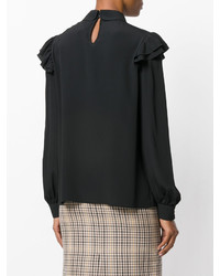 Черная шелковая блузка со складками от No.21