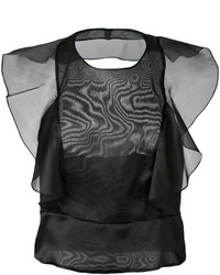 Черная шелковая блузка от Alberta Ferretti