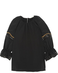 Черная шелковая блузка от Fendi