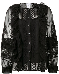 Черная шелковая блузка от Oscar de la Renta